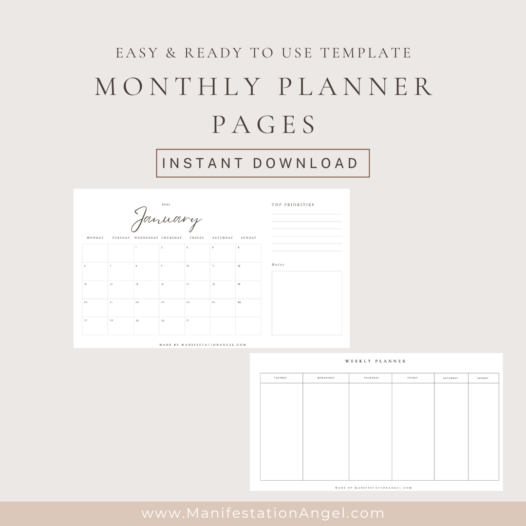 Digital Monthly Planner 2025– Use on GoodNotes or Print | Instant Access PDF