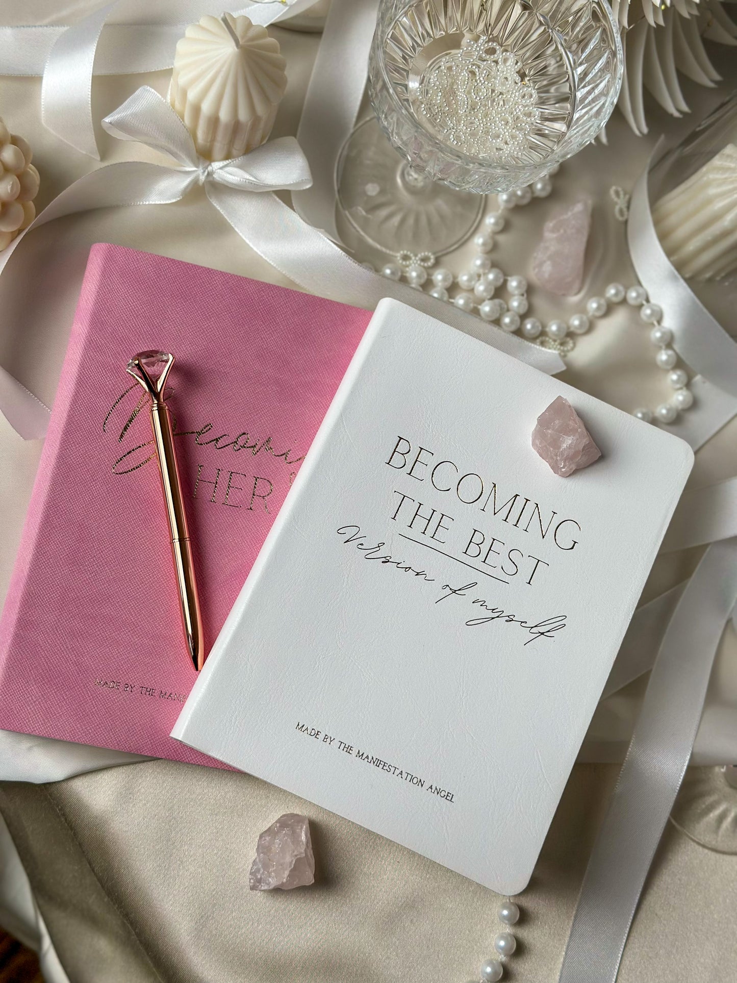 Women GODDESS 🪽 COMBO- 2 notebooks + pen + Rose Quartz crystal (Worth 36.60 eur)