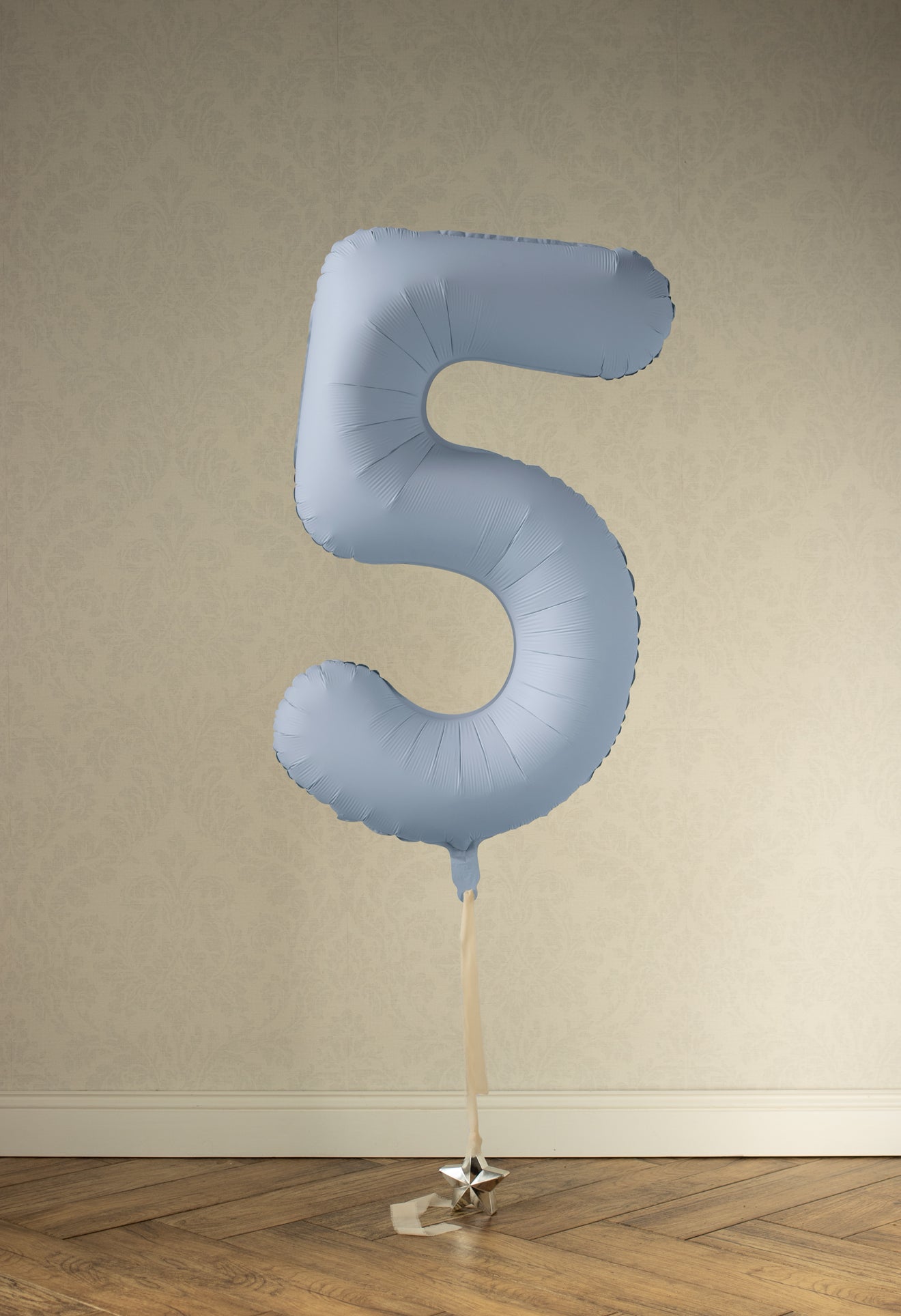 Matēts folija balons ar ciparu “5” 86cm, gaiši zils