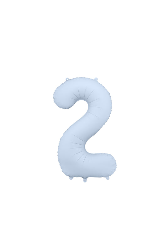 Matēts folija balons ar ciparu “2” 86cm, gaiši zils