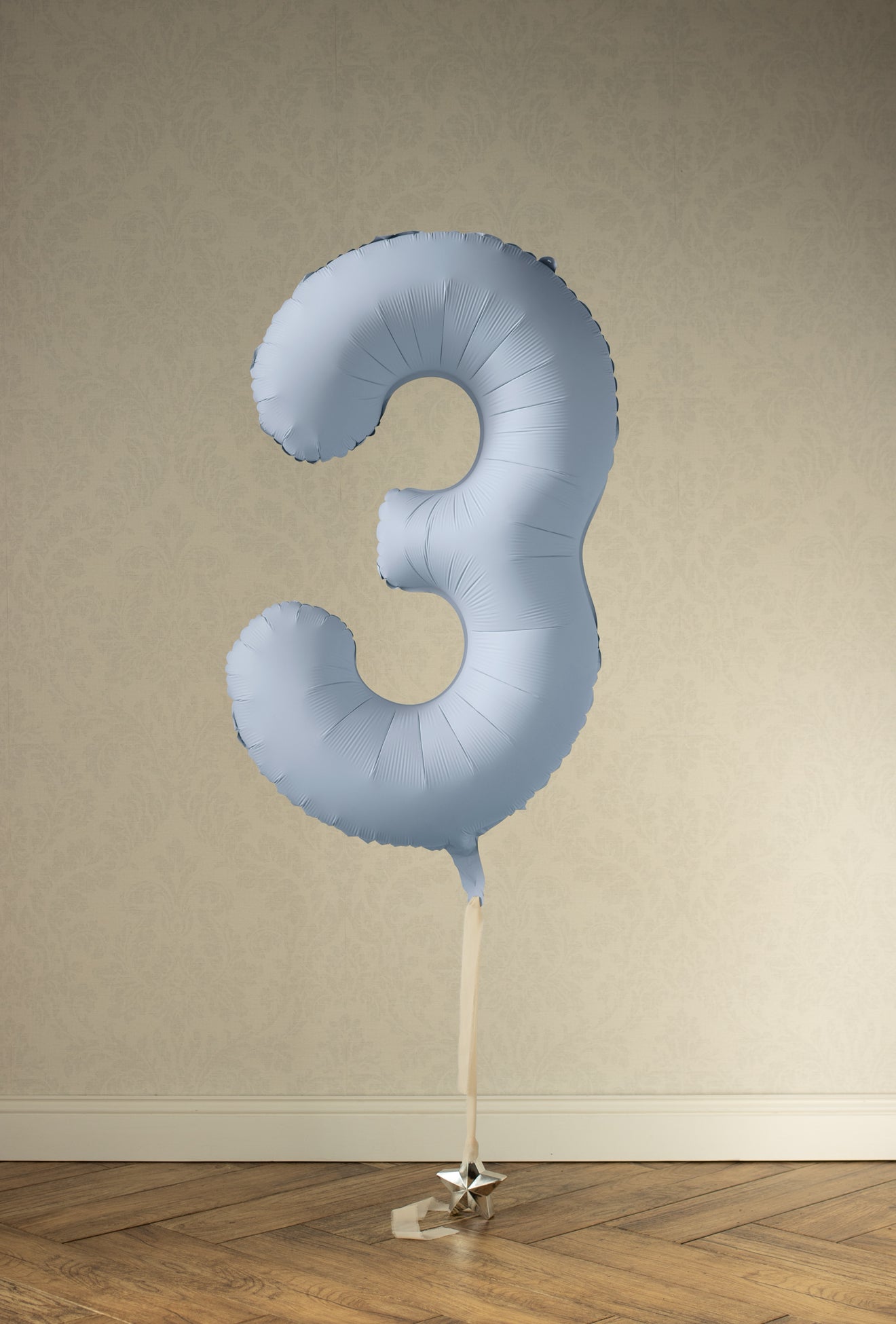 Matēts folija balons ar ciparu “3” 86cm, gaiši zils