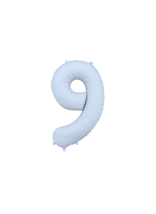 Matēts folija balons ar ciparu “9” 86cm, gaiši zils