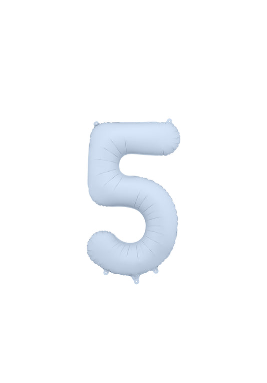 Matēts folija balons ar ciparu “5” 86cm, gaiši zils