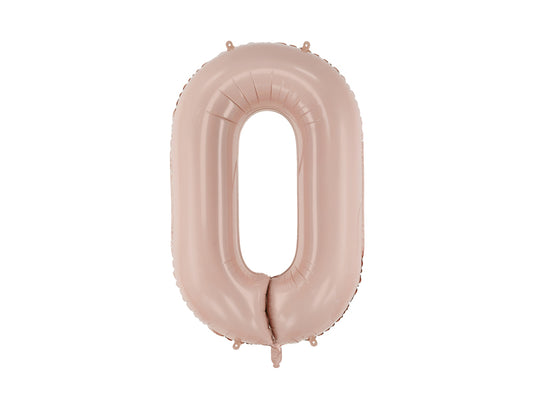 Matēts folija balons ar ciparu "0" 72cm, tumši bēšs
