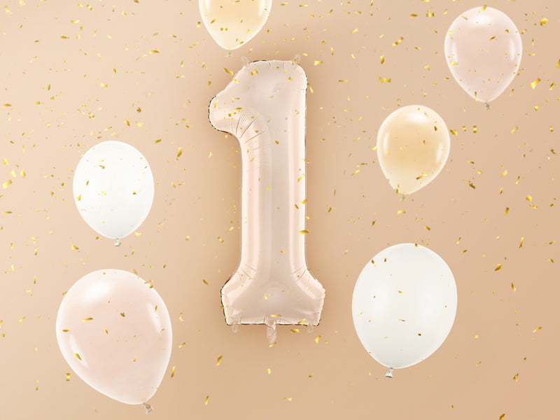 Matēts folija balons ar ciparu "1" 72cm, tumši bēšs