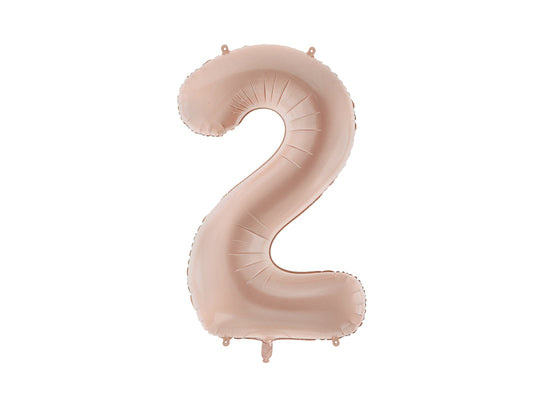Matēts folija balons ar ciparu "2" 72cm, tumši bēšs