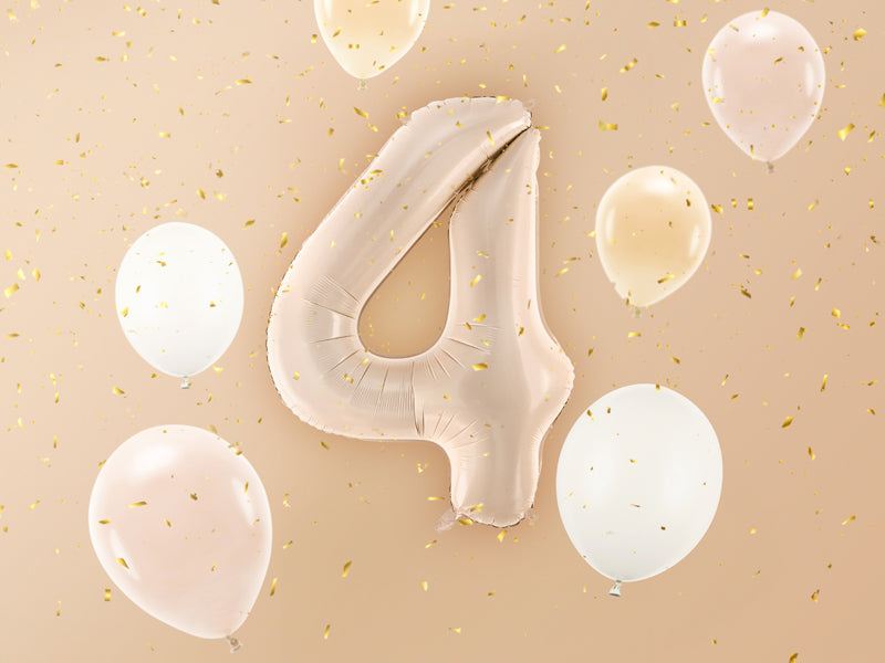 Matēts folija balons ar ciparu "4" 72cm, tumši bēšs