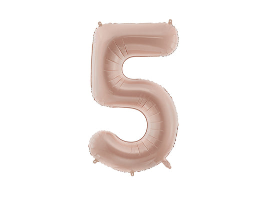 Matēts folija balons ar ciparu "5" 72cm, tumši bēšs