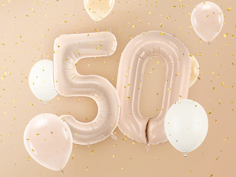 Matēts folija balons ar ciparu "5" 72cm, tumši bēšs