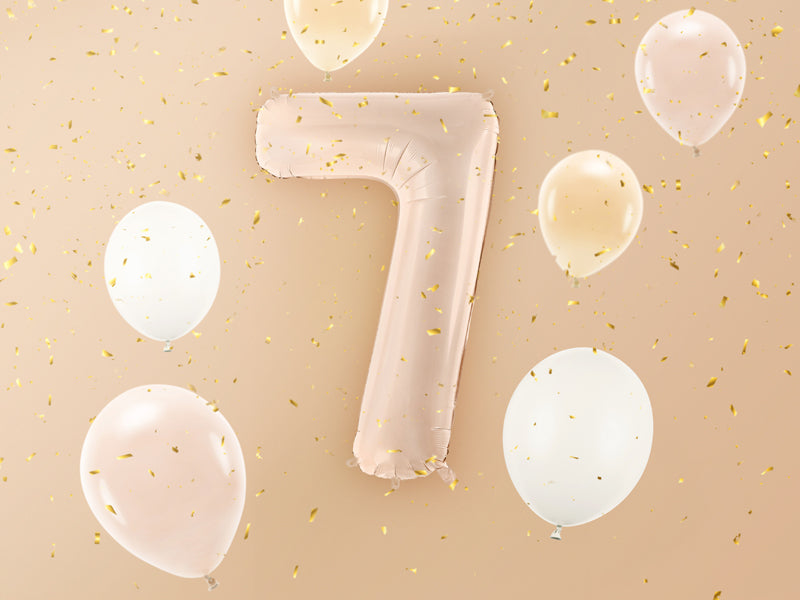 Matēts folija balons ar ciparu "7" 72cm, tumši bēšs