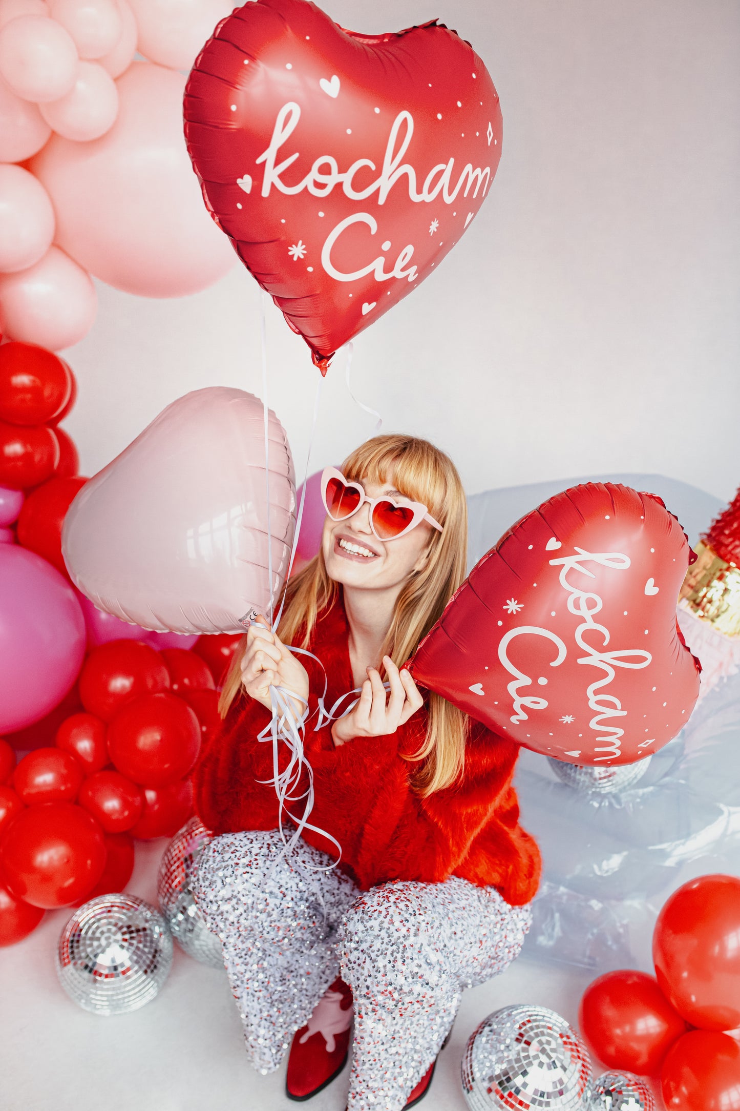 Sirds formas folijas balons, 45 cm, gaiši rozā