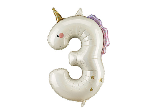 Folija balons ar ciparu "3" 93cm, Vienradzis