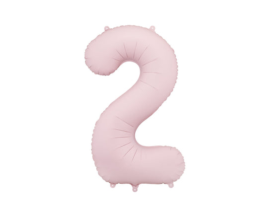 Matēts folija balons ar ciparu "2" 86cm, gaiši rozā