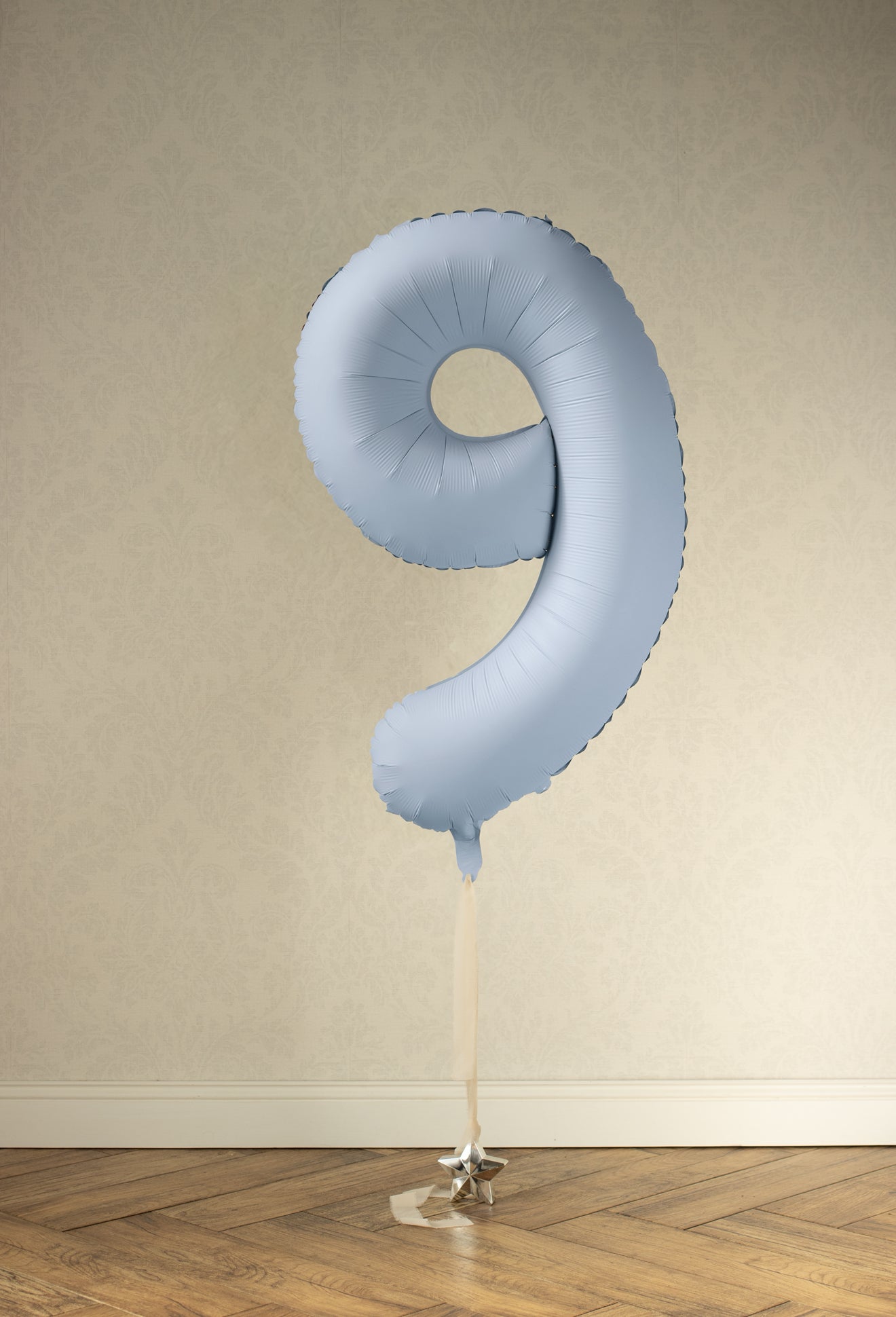 Matēts folija balons ar ciparu “9” 86cm, gaiši zils