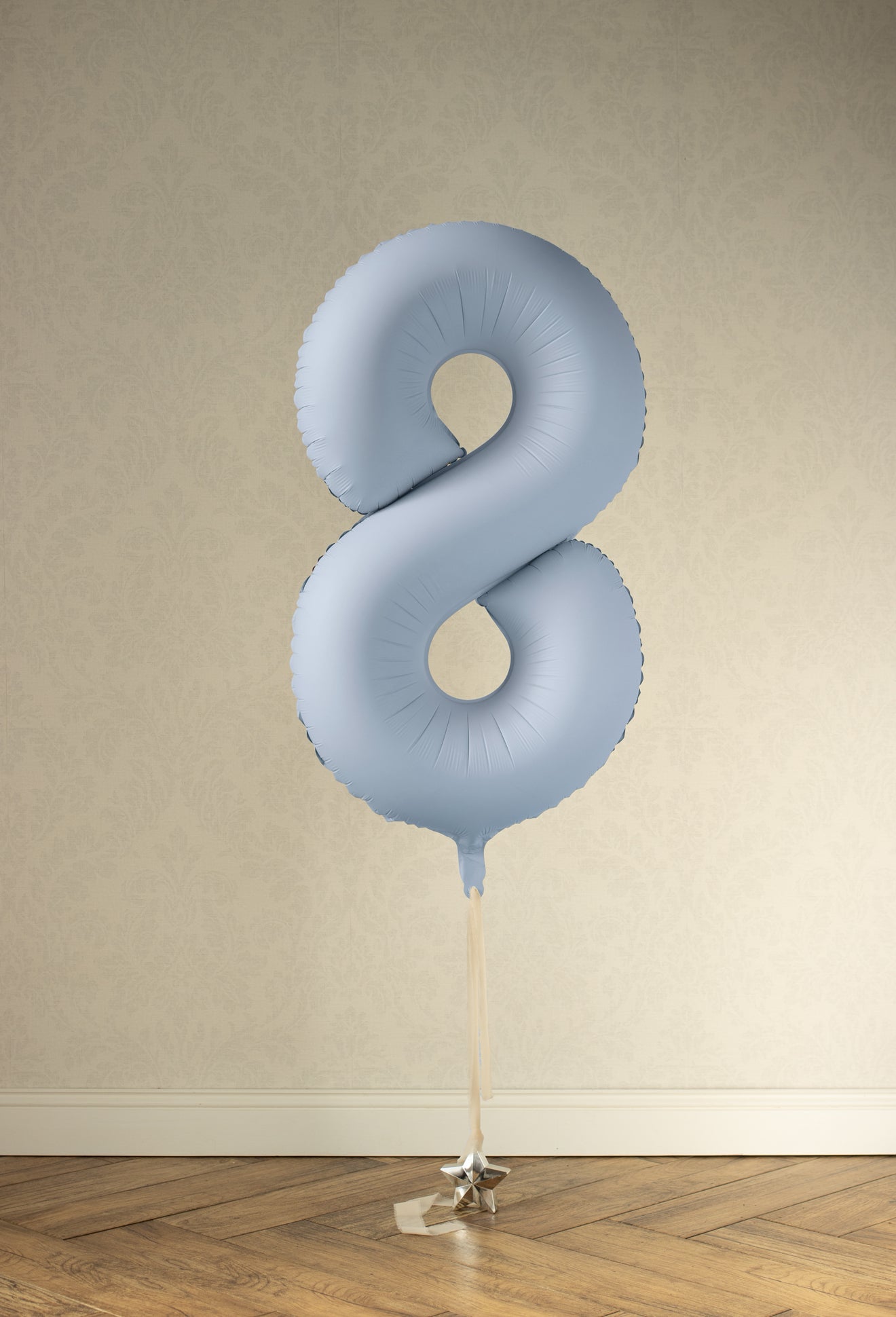Matēts folija balons ar ciparu “8” 86cm, gaiši zils