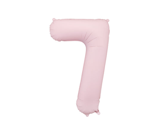 Matēts folija balons ar ciparu "7" 86cm, gaiši rozā