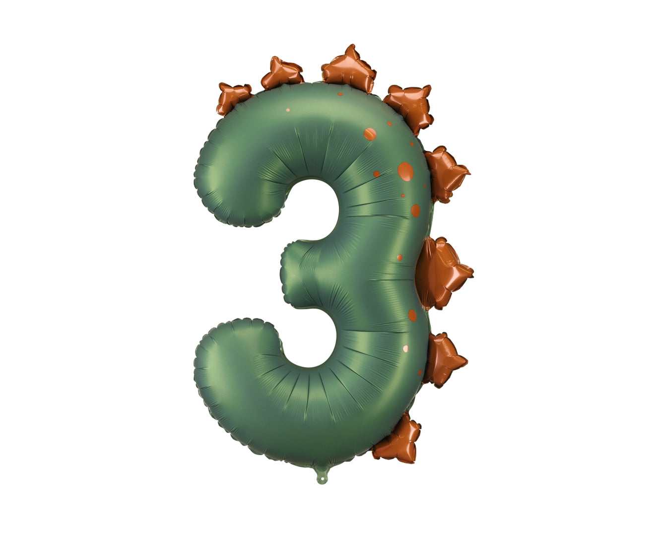 Matēts folija balons ar ciparu 3 - Dinozaurs, 92 cm, tumši zaļš