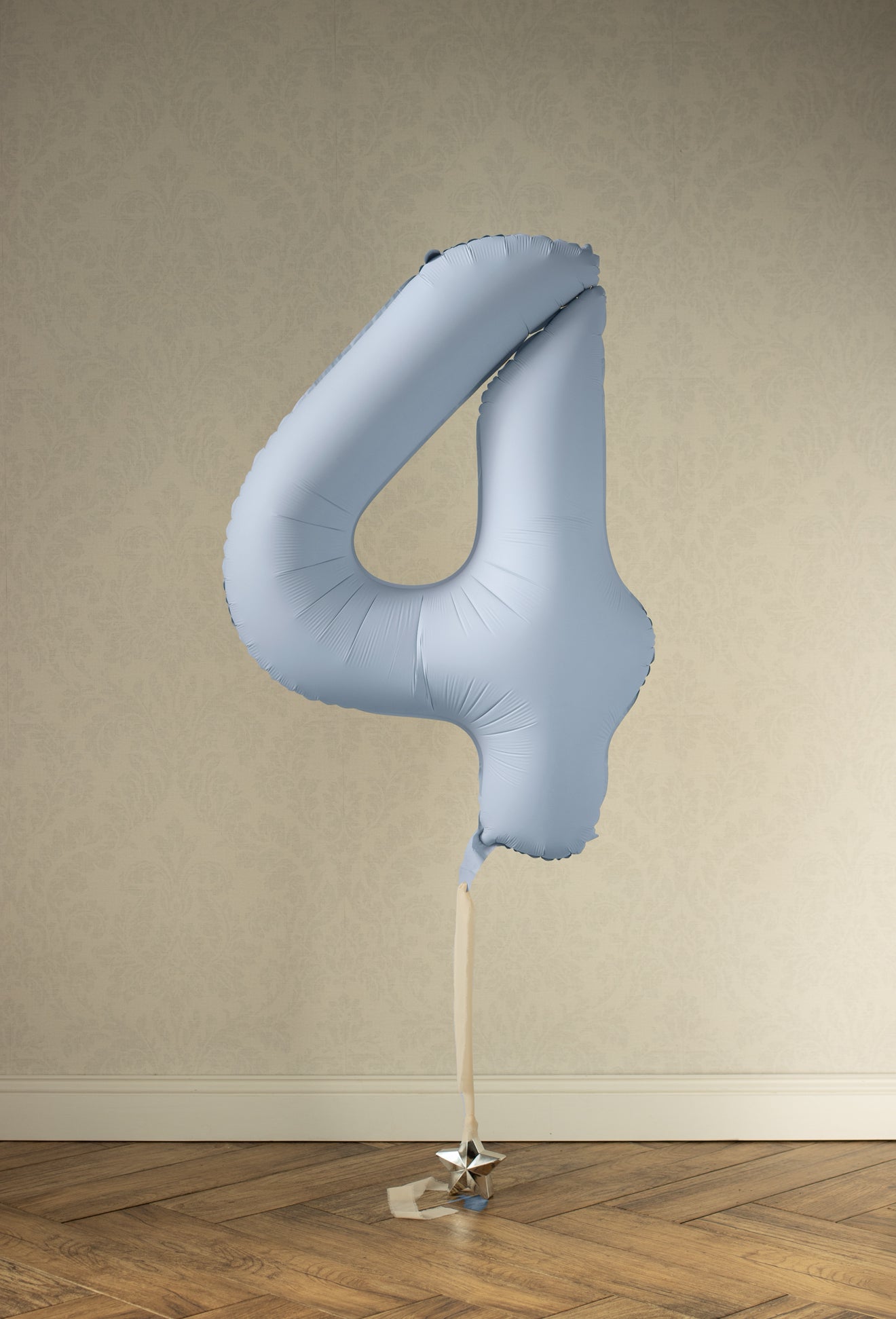 Matēts folija balons ar ciparu “4” 86cm, gaiši zils