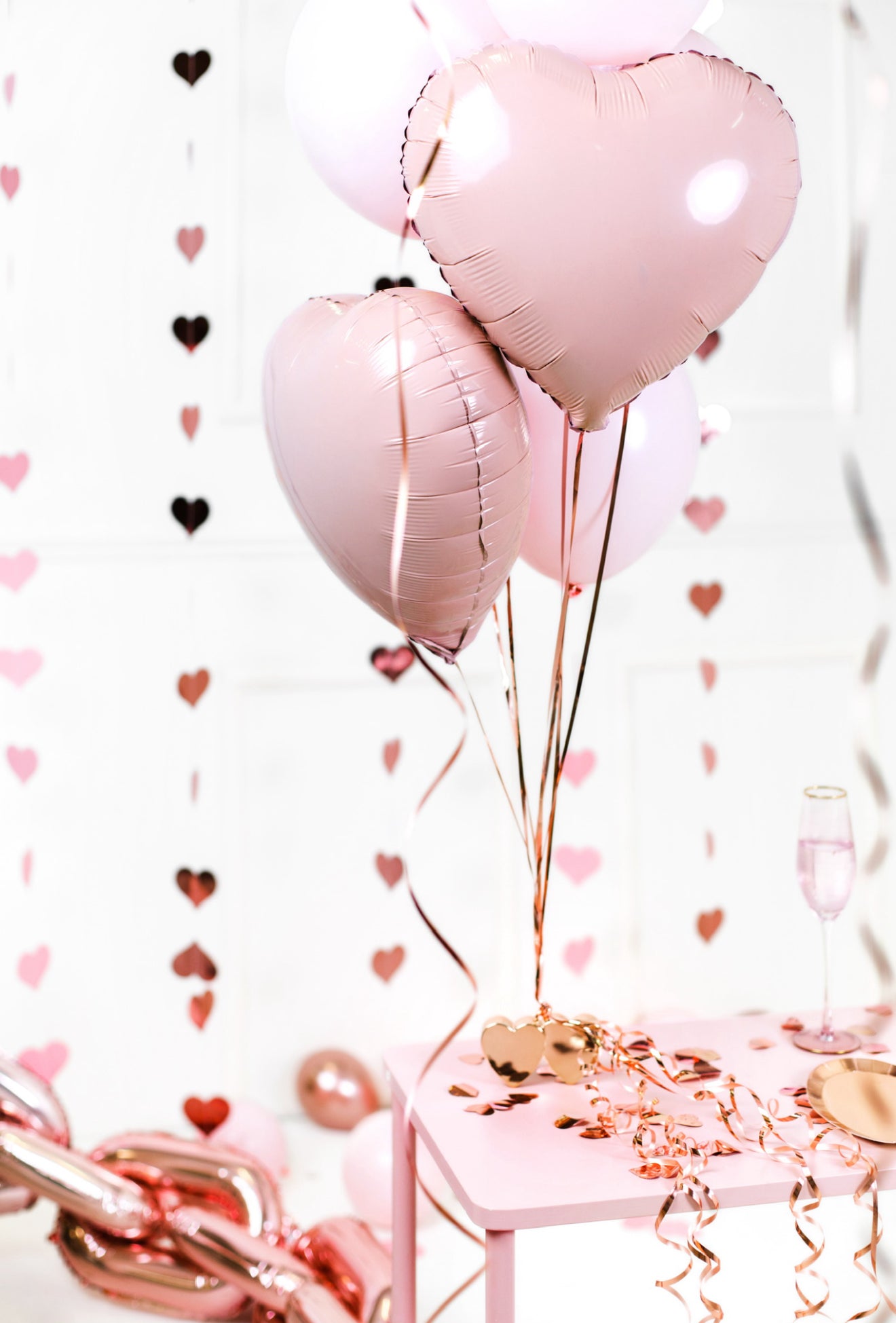 Sirds formas folijas balons, 45 cm, gaiši rozā