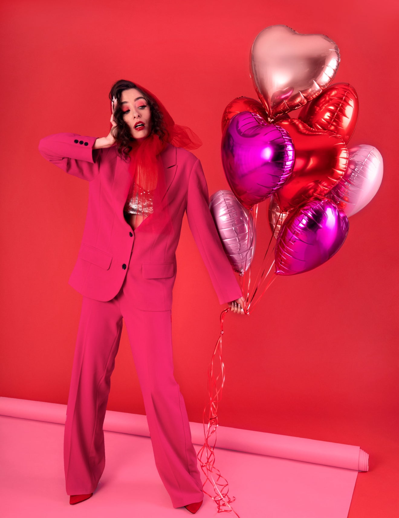 Sirds formas folijas balons, 45 cm, sarkans