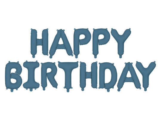 Matēts folijas balons “Happy Birthday”, 340 × 35 cm, tumši zils
