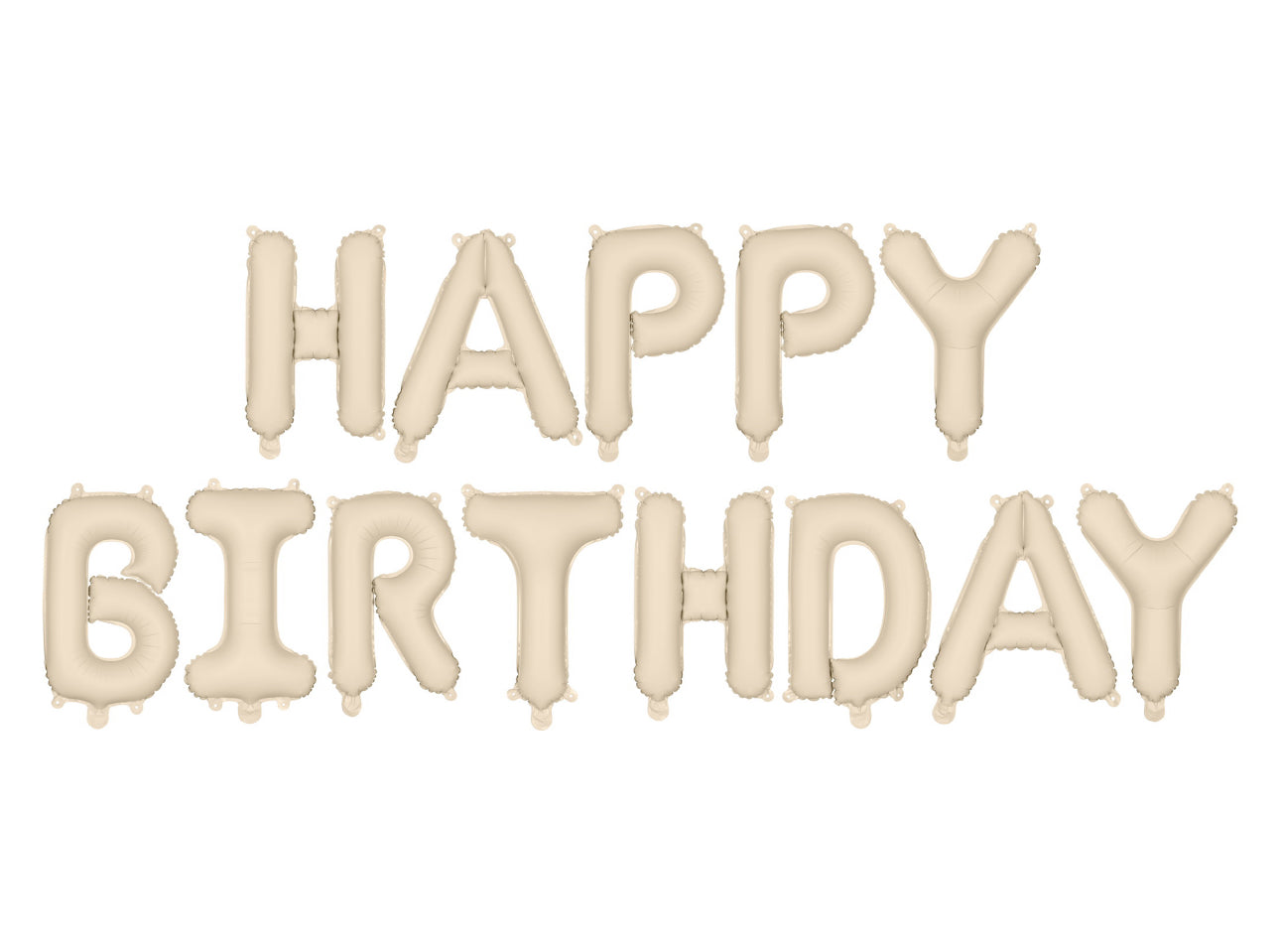 Matēts folijas balons “Happy Birthday”, 340 × 35 cm, bēšs