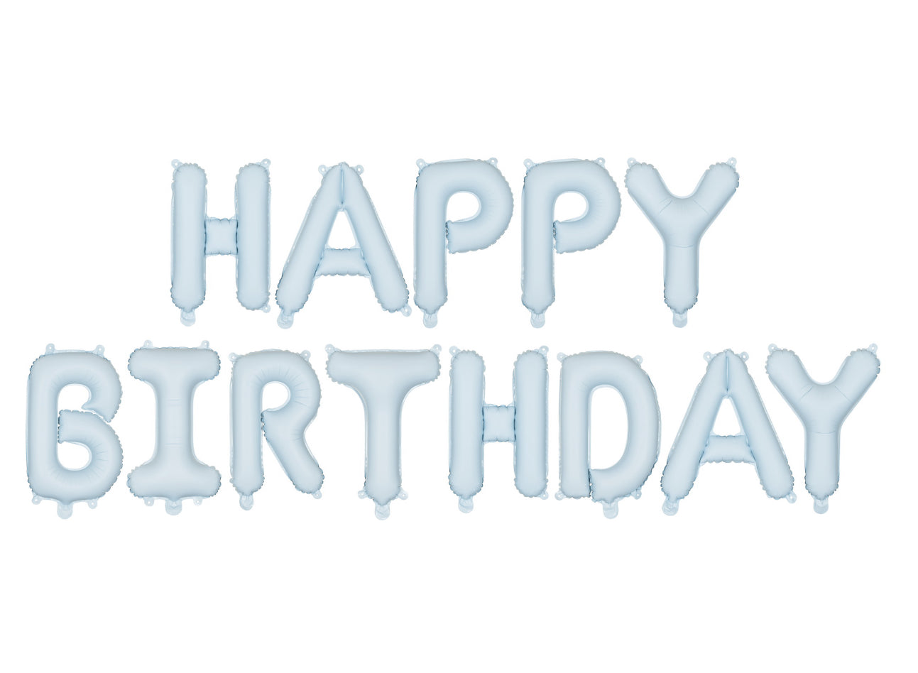Matēts folijas balons “Happy Birthday”, 340 × 35 cm, gaiši zils