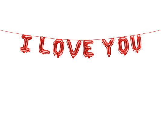Metālisks folijas balons “I Love You”, 260 x 40cm, sarkanā krāsā