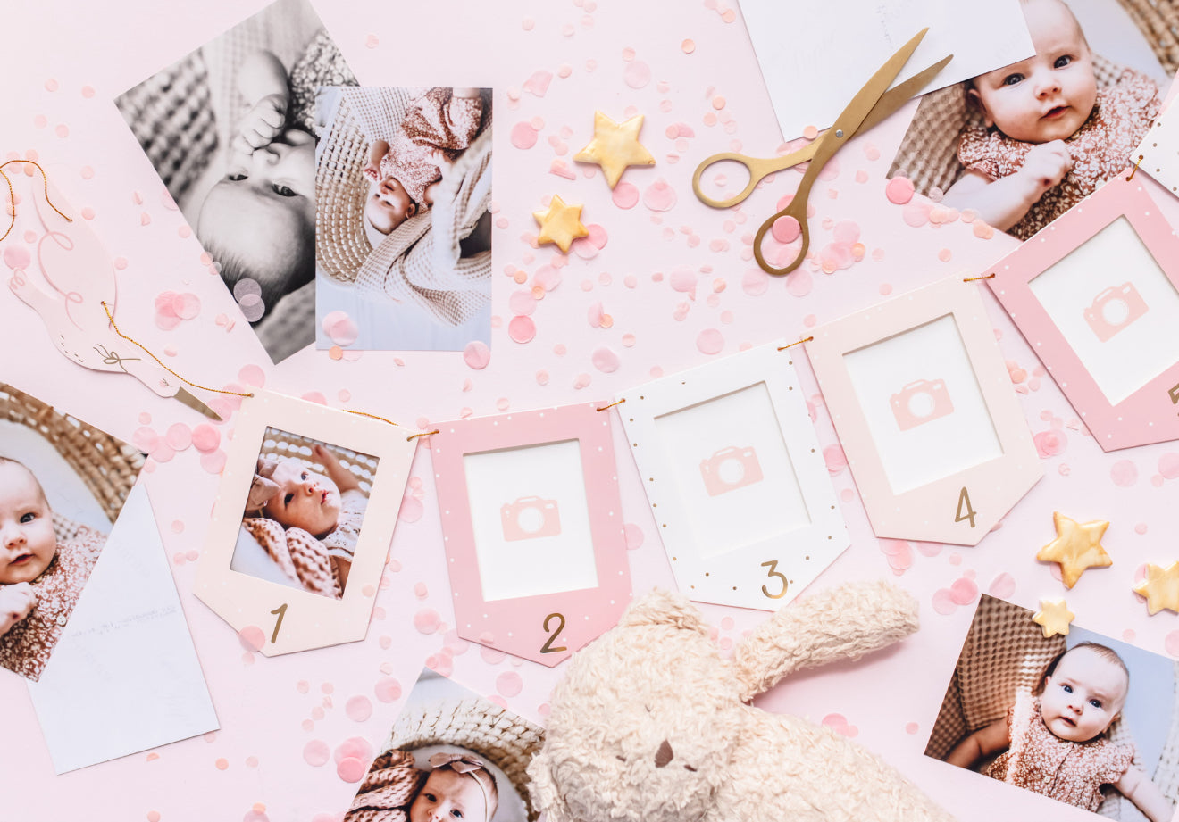 Mazulīša mēnešu foto rāmīšu virtene “Stārķis”, krāsu mikss, 10,5 × 15 cm