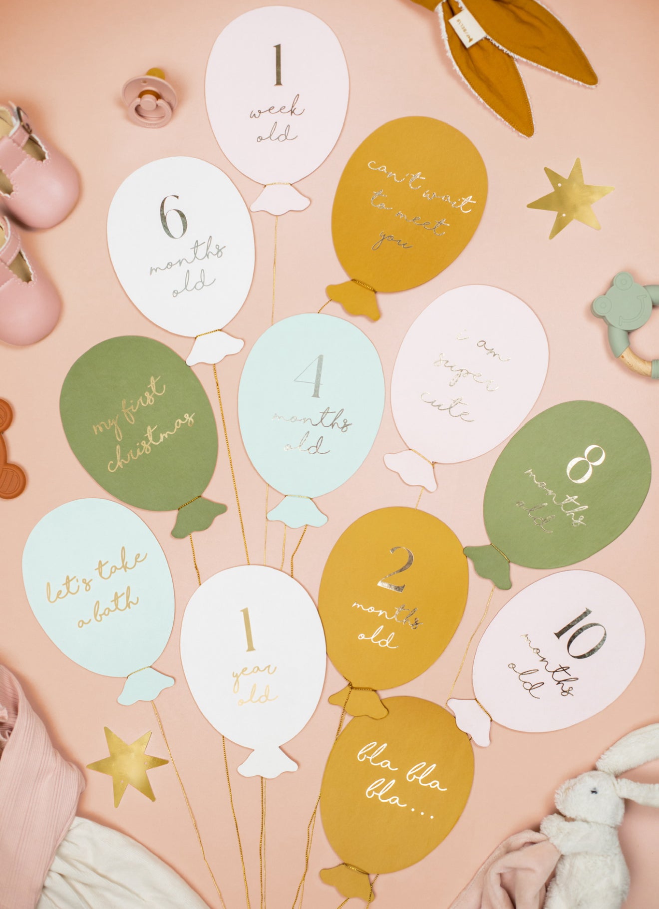 Mēnešu kartītes fotosesijām “Baloni”, krāsu mikss, 11,5 × 17 cm