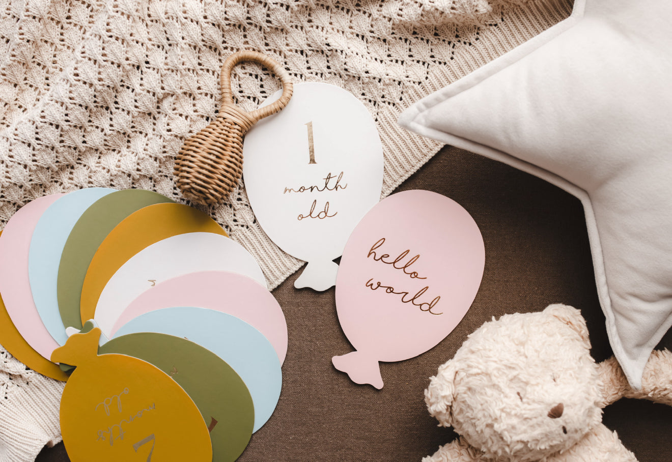 Mēnešu kartītes fotosesijām “Baloni”, krāsu mikss, 11,5 × 17 cm