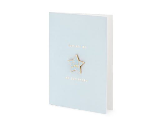 Kartīte ar emaljas piespraudi “Tētis”, 10,5 × 14,8 cm