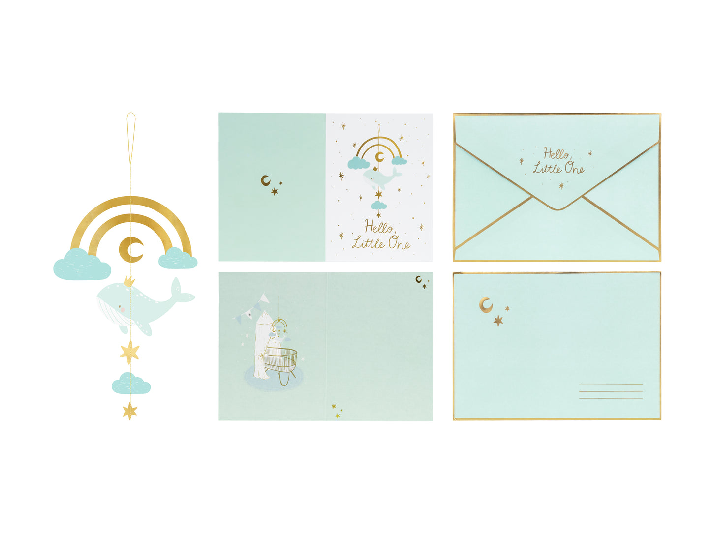 Kartīte ar karājošu dekoru “Valis”, gaiši tiffany zilā, 14 × 20 cm