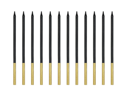 Dzimšanas dienas sveces, melnas ar zeltu, 14 cm